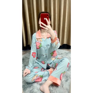 Đồ bộ ngủ pijama lụa dài tay 02