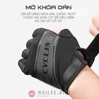 Găng Tay Xe Đạp MTB Nửa Ngón Chống Trượt Cao Cấp Chống Sốc Thoáng Khí Cho Đạp Xe Leo Núi Câu Cá Tiện Dụng