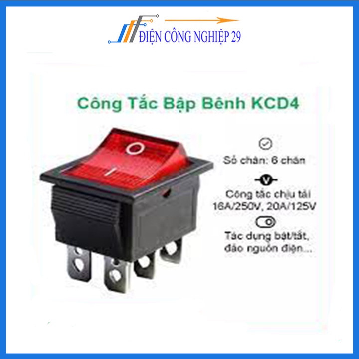 Công tắc bập bênh KCD4 16A250V 6Pin 31x25mm