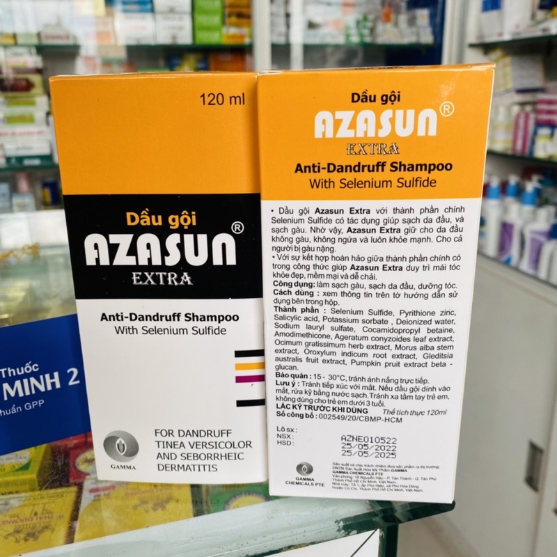 ✅ [Chính Hãng] AZASUN EXTRA [Chai 120ml] - Dầu Gội Sạch Gàu Dành cho người bị gàu nặng [selsun 1.8%]