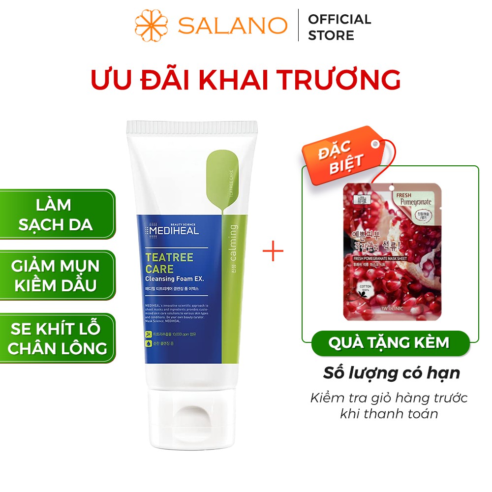 Sữa rửa mặt cho da mụn tràm trà kiềm dầu dịu nhẹ tạo bọt se khít lỗ chân lông MEDIHEAL SALANO RMSLN24 170ml