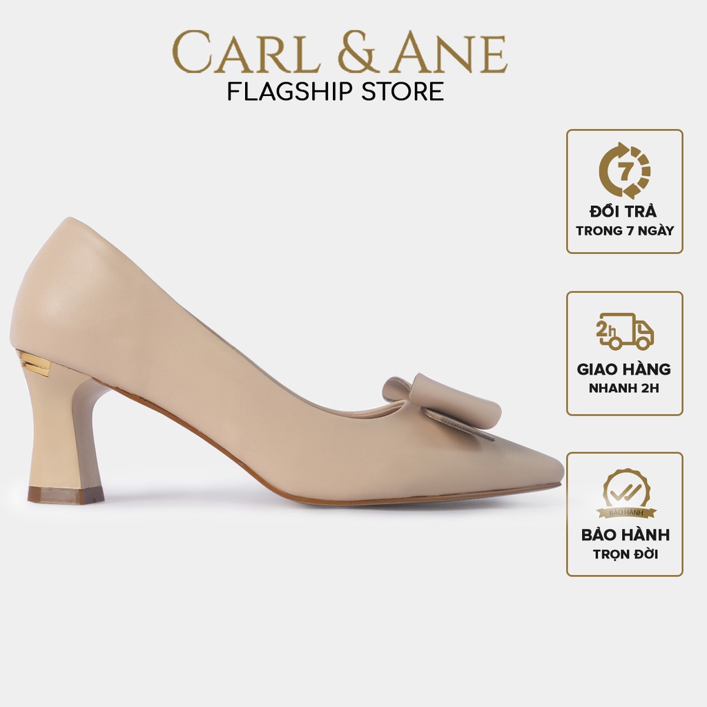 Carl &amp; Ane - Giày cao gót thời trang công sở bít mũi cao 7cm màu kem _ CP011