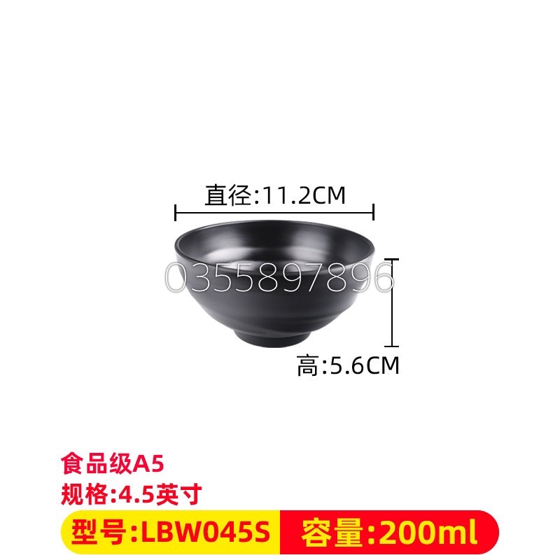 Bát ăn cơm đen nhám 11cm Melamine