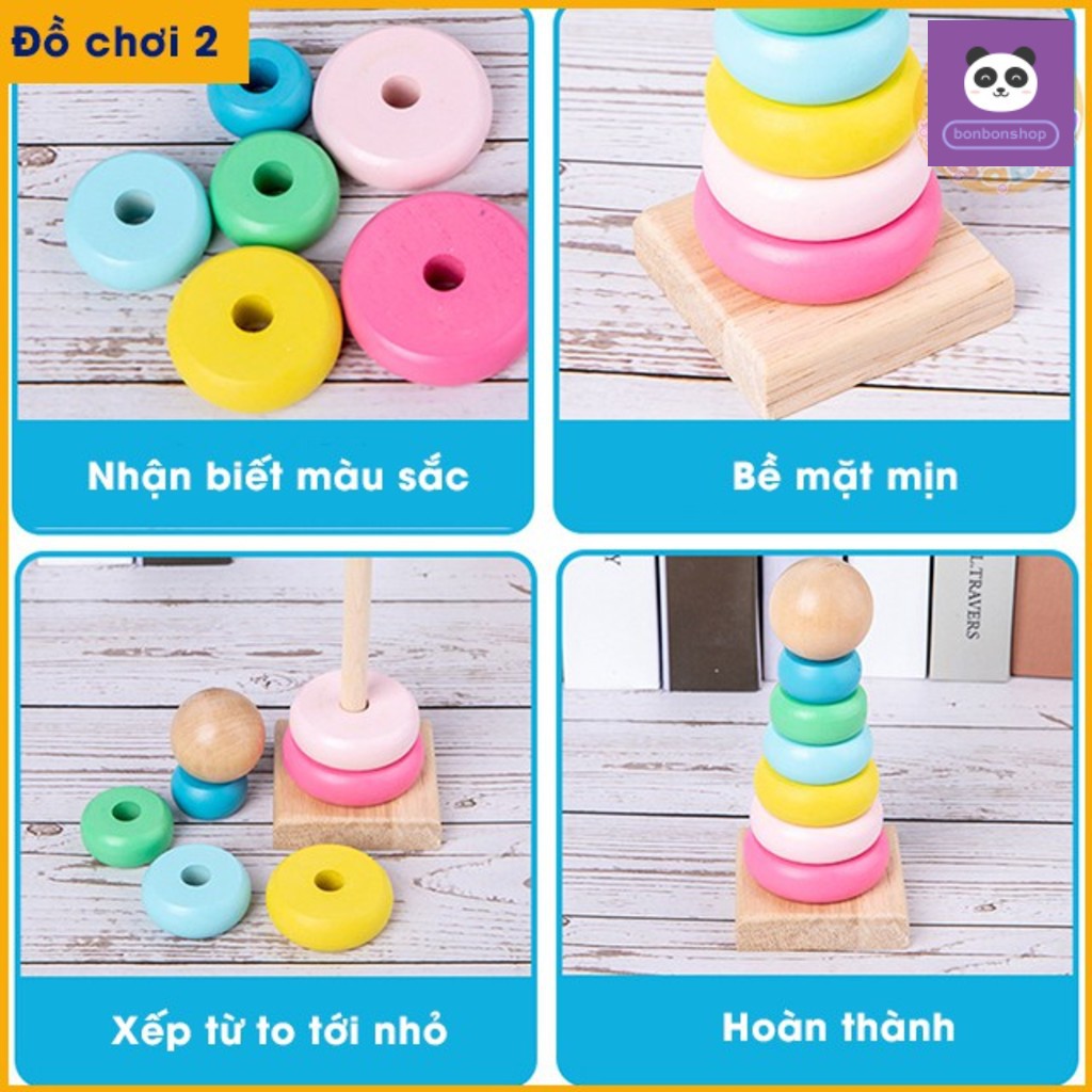 Combo 8 món đồ chơi gỗ an toàn cho bé - phát triển trí tuệ