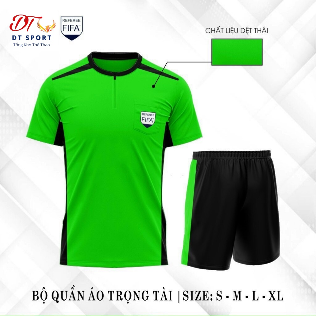 Bộ quần áo trọng tài FIFA dệt kim cao cấp Free Ship