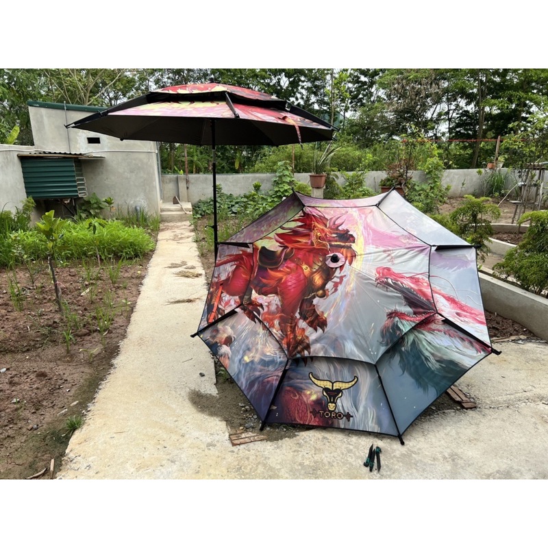 Ô 2 tầng Kỳ Lân Lửa màu sắc bắt mắt che nắng che mưa
