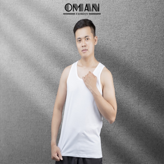 Áo ba lỗ nam cao cấp OMAN, Áo 3 lỗ trắng 100% cotton thấm hút, thoáng mát BL03