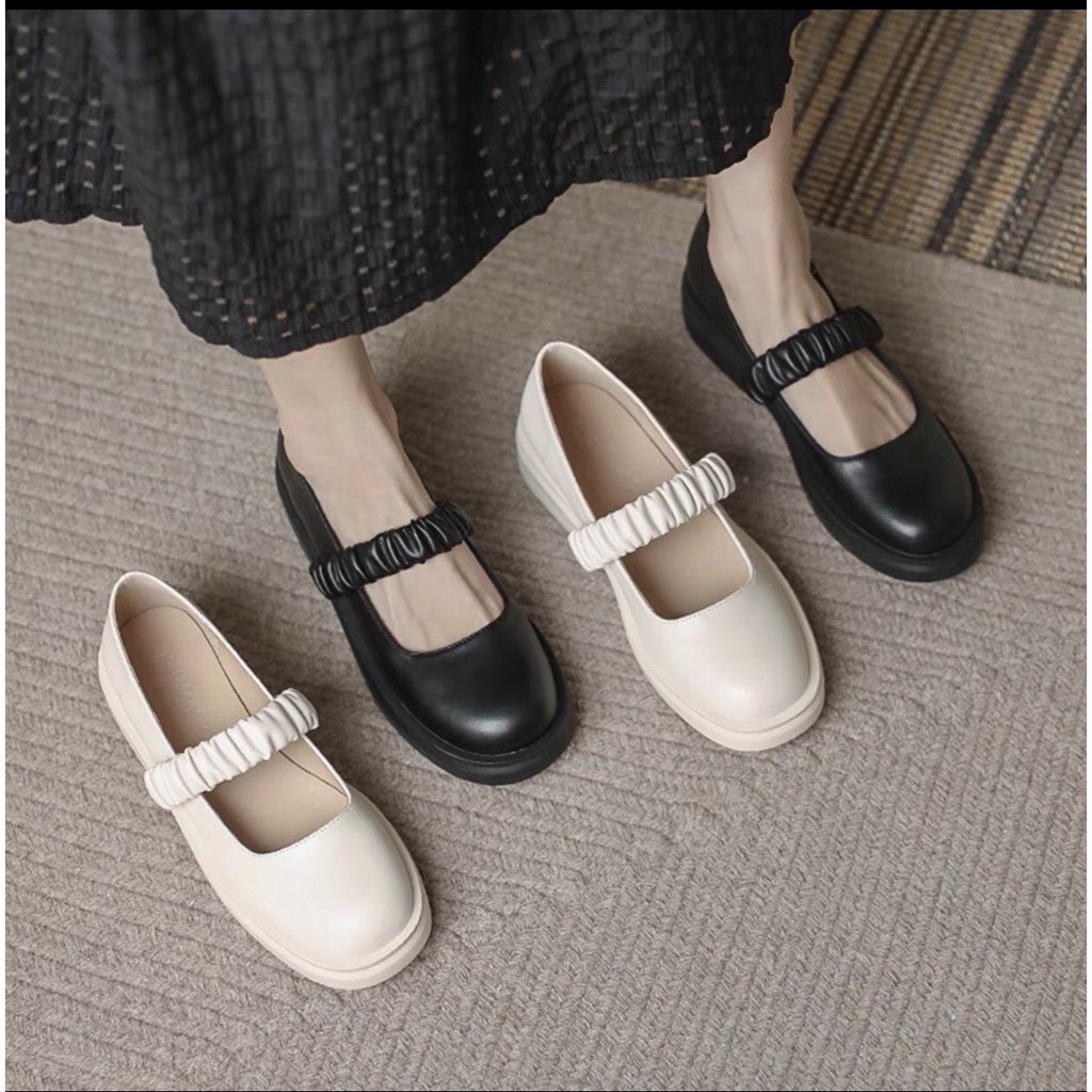 BÁN SỈ -ẢNH THẬT- GIÀY DOC NHÚN NGANG MŨI TRÒN ĐẾ 2CM CHỐNG TRƠN ĐI SIÊU ĐẸP