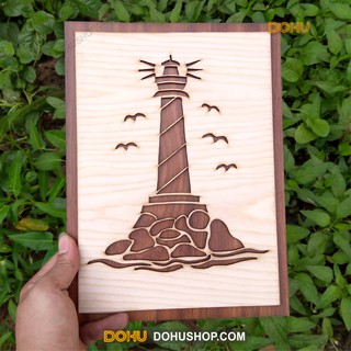 Tranh Gỗ [Độc Lạ] Treo Tường Handmade DOHU016: Ngọn Hải Đăng - Thiết Kế Đơn Giản, Độc Đáo, Sang Trọng