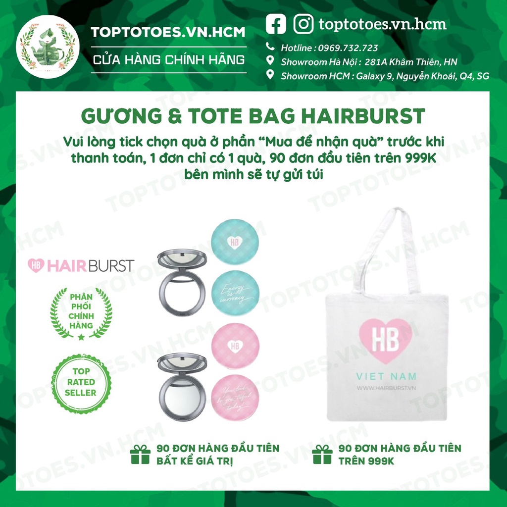 Gương cầm tay 2 mặt &amp; Túi vải Tote bag Hairburst [QUÀ TẶNG KÈM ĐƠN HÀNG]