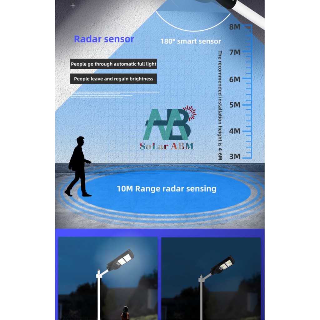60W Đèn Đường Tấm Pin Liền Thể Năng Lượng Mặt Trời , Cảm Biến Chuyển Động , IP67 Chống Nước - mã : ABM-MG2160A ABM Solar