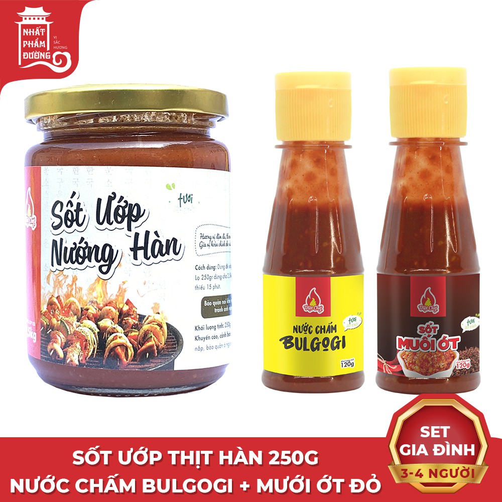 Combo sốt ướp thịt nướng Hàn Quốc kèm nước chấm Bulgogi , nước chấm hải sản muối ớt đỏ 120g