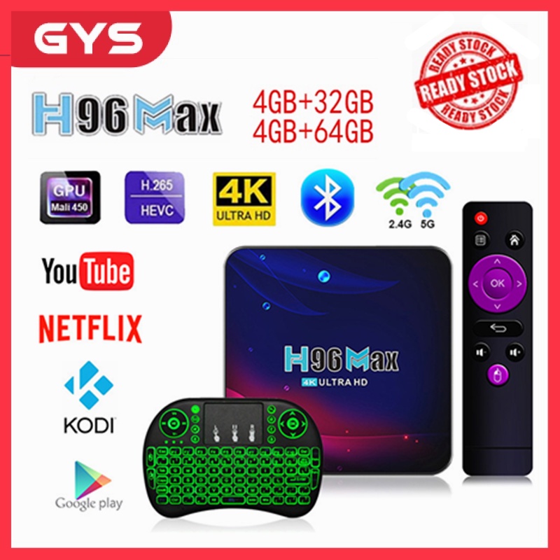 Android Tv Box H96 Max V11 4GB+32/64GB RK3318 Bluetooth 2.4G/5G Dual WIFI 4K 2022 Smart Box Tivi Android 11.0