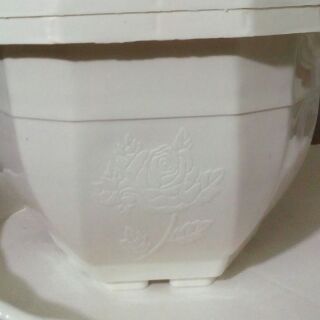 Combo 10 Cái Chậu nhựa Hoa Hồng Trắng - Cao 15Cm,Rộng 20Cm-Có dây treo