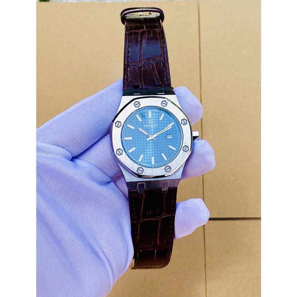 Đồng hồ nam Draco D22-DR04 “Revolution Watch” xanh kết hợp chất liệu dây da bò màu đen - thời trang nam thể thao