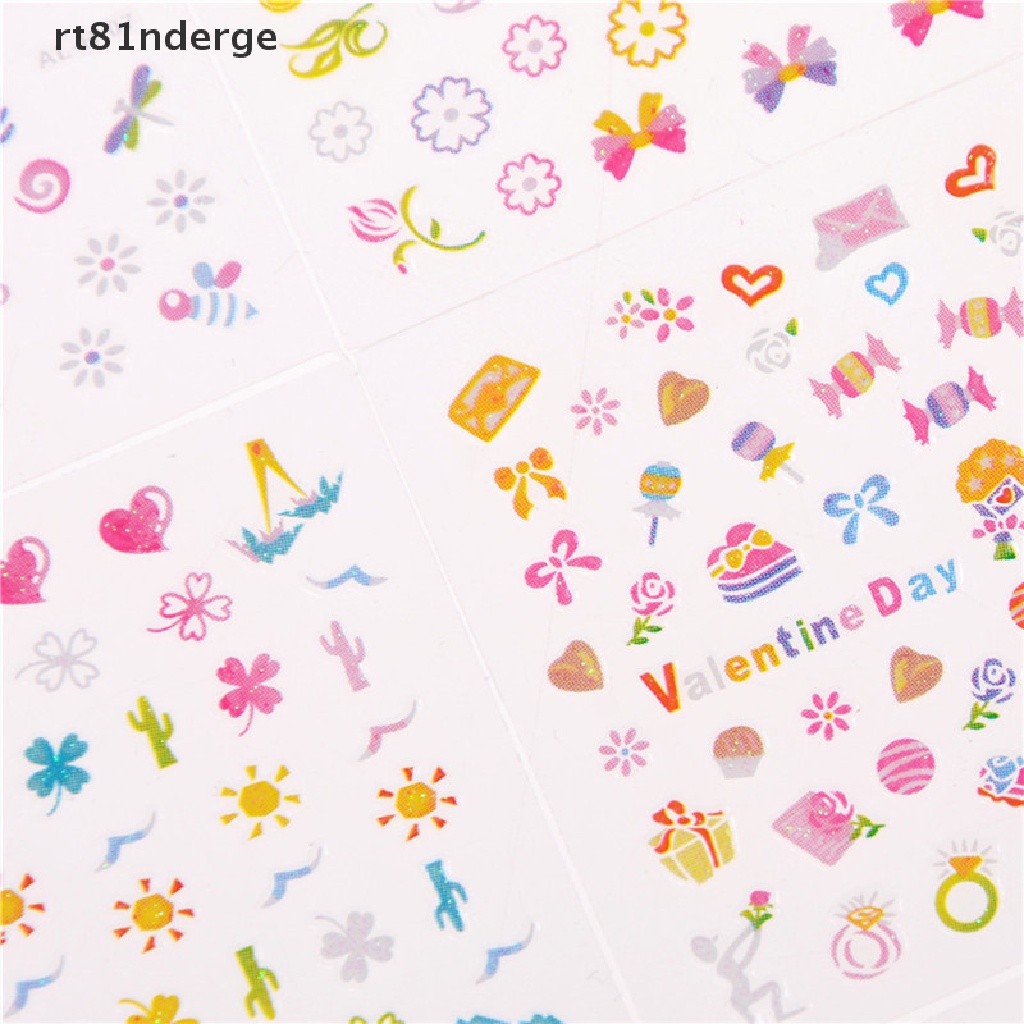 Set 5 Tấm Sticker Hoạt Hình Dán Trang Trí Móng Tay DIY An Toàn Thời Trang Cho Bé