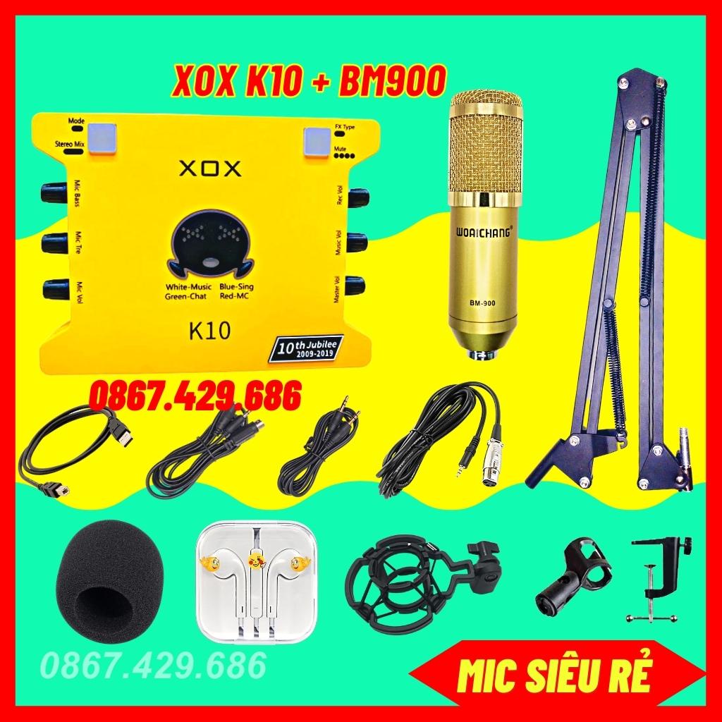 Bộ mic thu âm, livestream sound card XOX K10 2020 và mic BM900 chất lượng cao, bản đã xử lý chip không sôi rè BH 1 năm