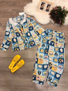 Set bộ lụa tay dài ren