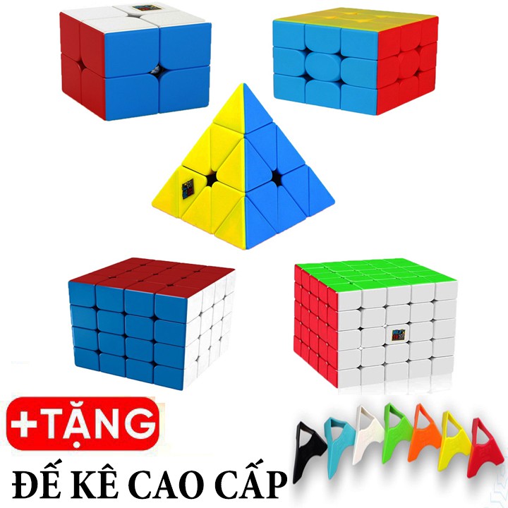 Combo 5 Rubik 2x2 3x3 4x4 5x5 Pyraminx Tam Giác Stickerless