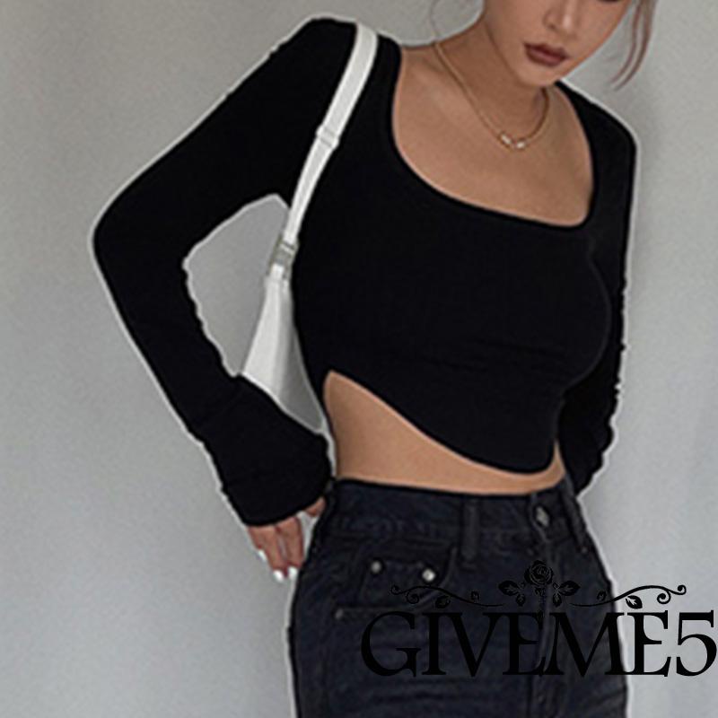 Áo dệt kim cổ vuông màu sắc thời trang cho nữ