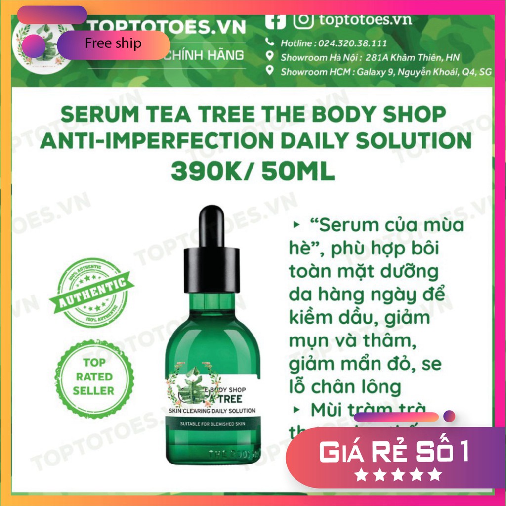 SALE KHÔ MÁU . Serum The Body Shop Tea Tree Anti-imperfection Daily Solution kiềm dầu, giảm và ngừa mụn, thâm, se lỗ châ