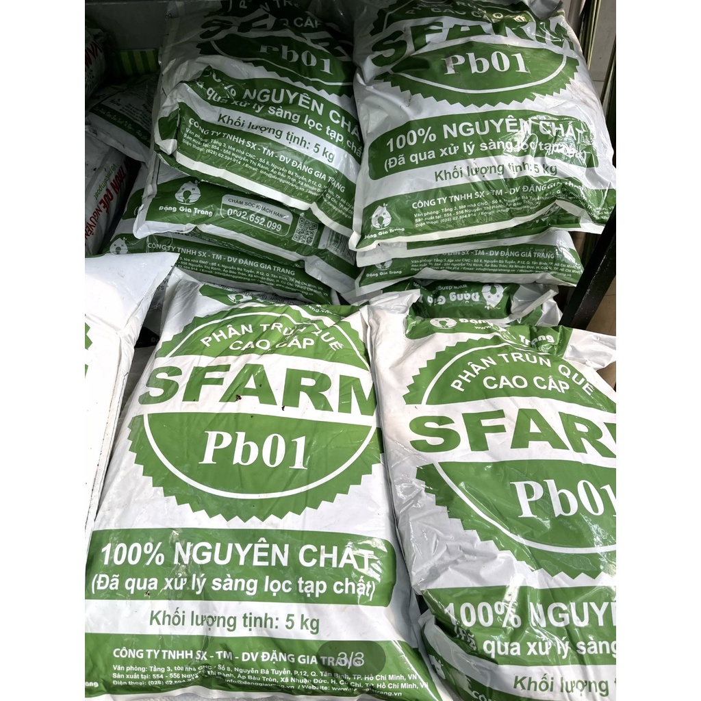 Phân trùn quế cao cấp Sfarm 5kg - nguyên chất, phân hữu cơ, tốt cho cây trồng