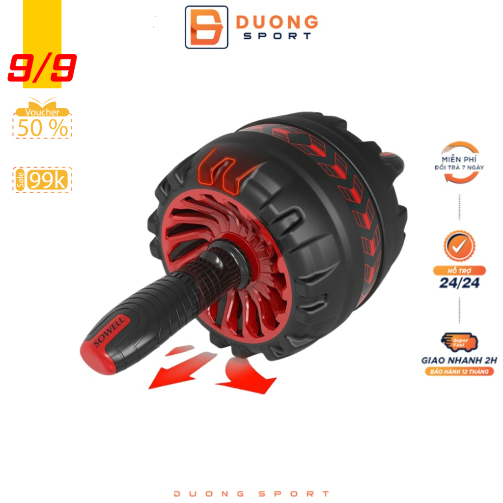 Con Lăn Tập Bụng Khổng Lồ Hầm Hố AB W800 Pro Có Lò Xo Trợ Lực Tặng Miếng Lót Chân