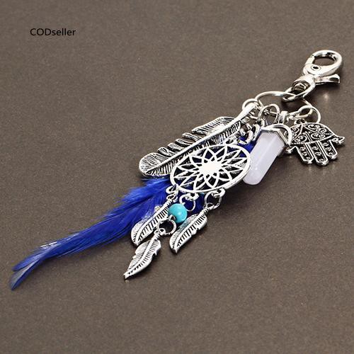 Móc chìa khoá hình Dreamcatcher bằng hợp kim mạ bạc dài 16cm phong cách Bohemia đáng yêu cho nữ