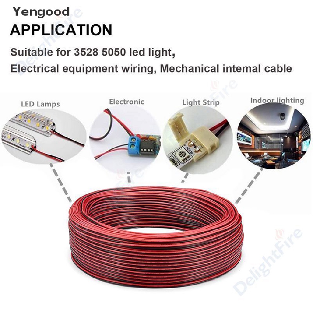 Dây cáp đèn LED 10m 2 Pin 22AWG 2 lõi màu đỏ đen