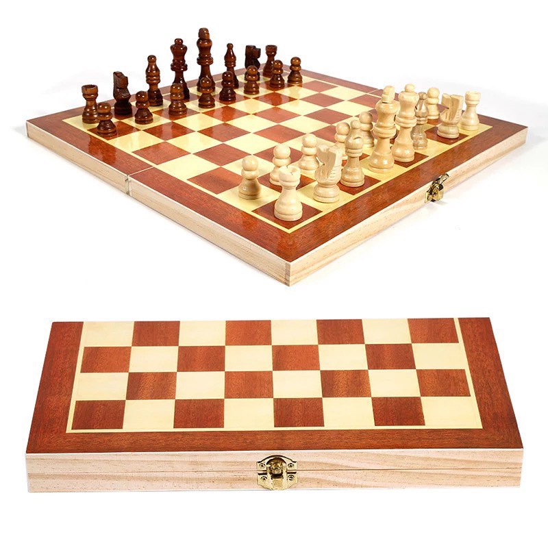 Bộ bàn cờ vua bằng gỗ sang trọng gọn nhẹ 30x30cm có thể gấp gọn - Đồ chơi thông minh cho bé Beosmart