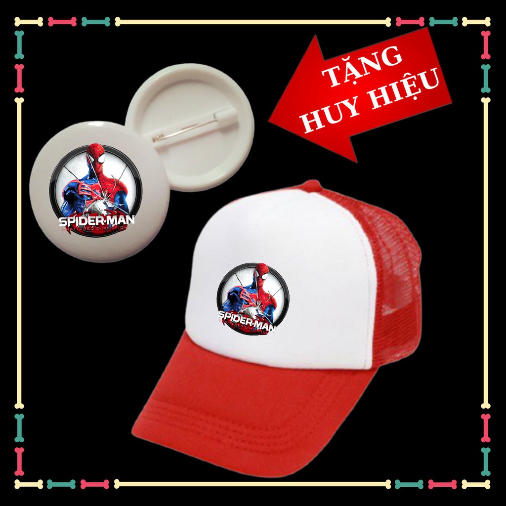 Mũ /Nón in hình Spiderman(Người Nhện) bé trai, bé gái, huy hiệu Spiderman trẻ em
