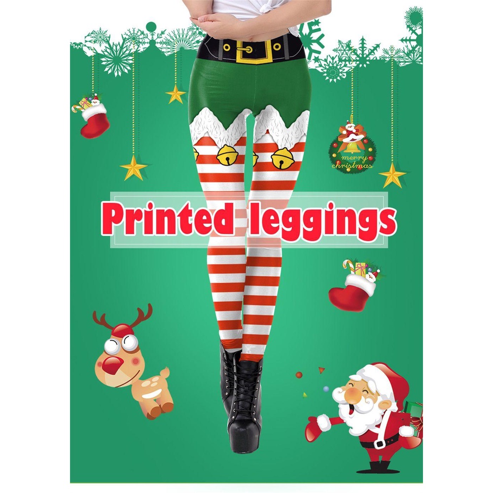 Quần Tất Ôm Co Giãn Đính Chuông Giáng Sinh Cho Nữ