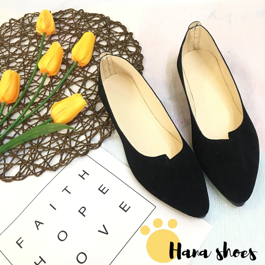 Hình thật_ OD1 Giày bệt búp bê nữ da lộn hàng Qc cao cấp