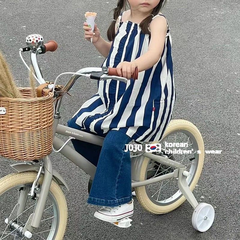 Áo Hai Dây Họa Tiết Kẻ Sọc Thời Trang Mùa Hè Cao Cấp Cho Bé Gái