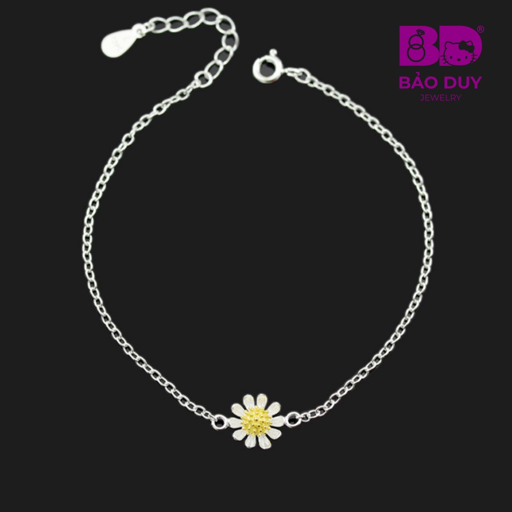 Lắc tay bạc s925 hoa cúc họa mi Bảo Duy Jewelry