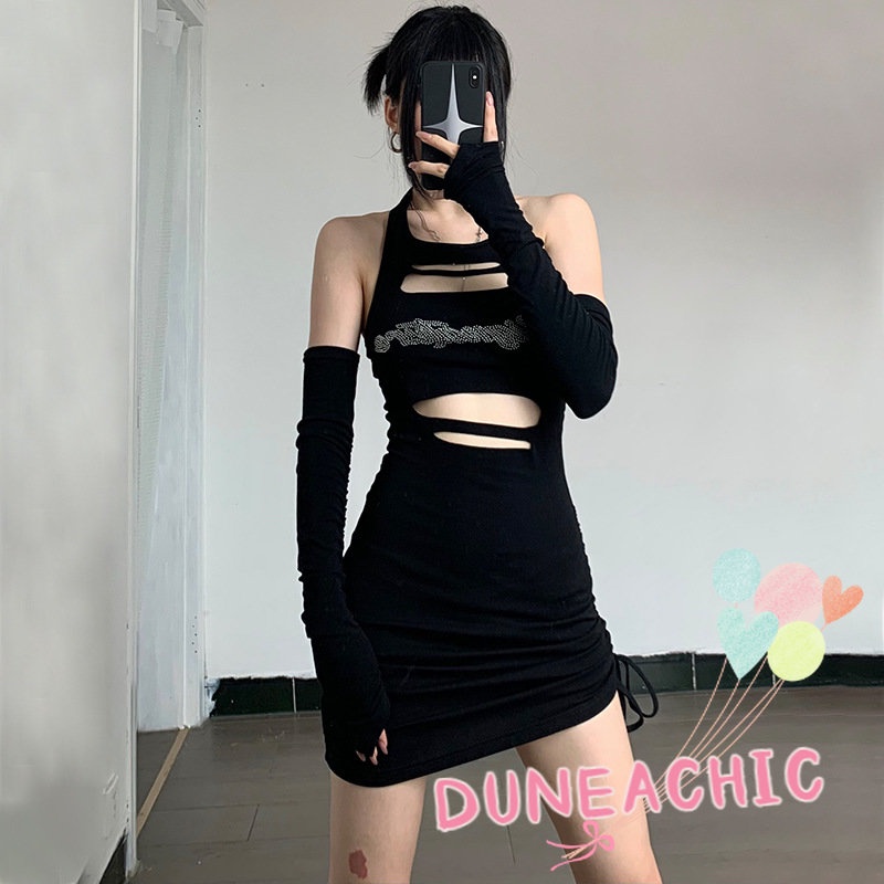 Đầm DUNEA dây rút hở lưng dáng ôm gợi cảm cho nữ