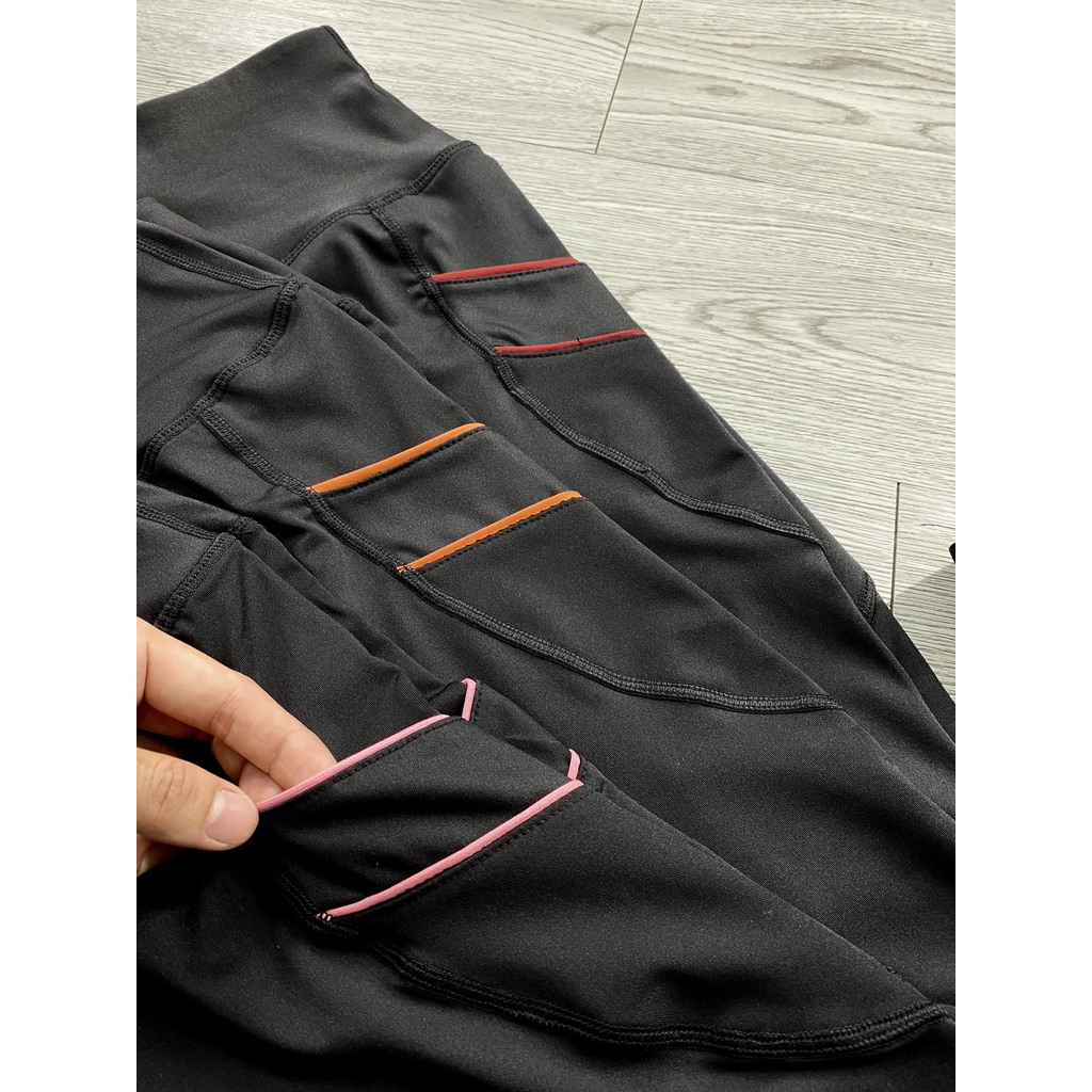 quần dài nữ túi phối sọc màu ,thể thao gym-yoga