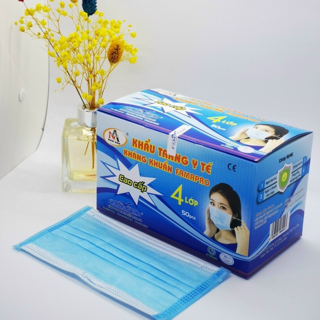 Khẩu trang y tế 4 lớp Famapro hộp 50 cái