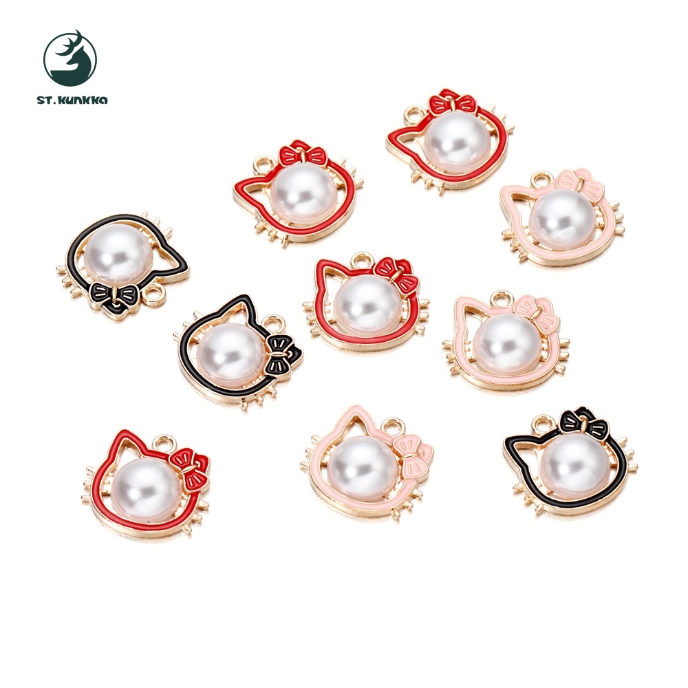 5 Mặt vòng cổ St.kunkka phối hình mặt mèo đính ngọc trai tùy chọn màu sắc DIY