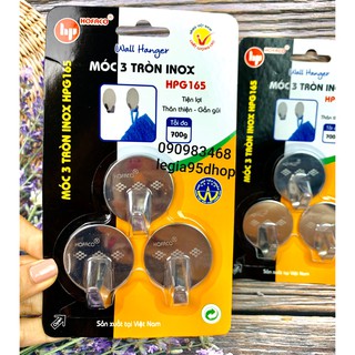 Móc 3 tròn inox HPG165 – Móc dán dính tường inox cao cấp bền đẹp – Móc dán trang trí phòng tiện lợi, dễ sử dụng