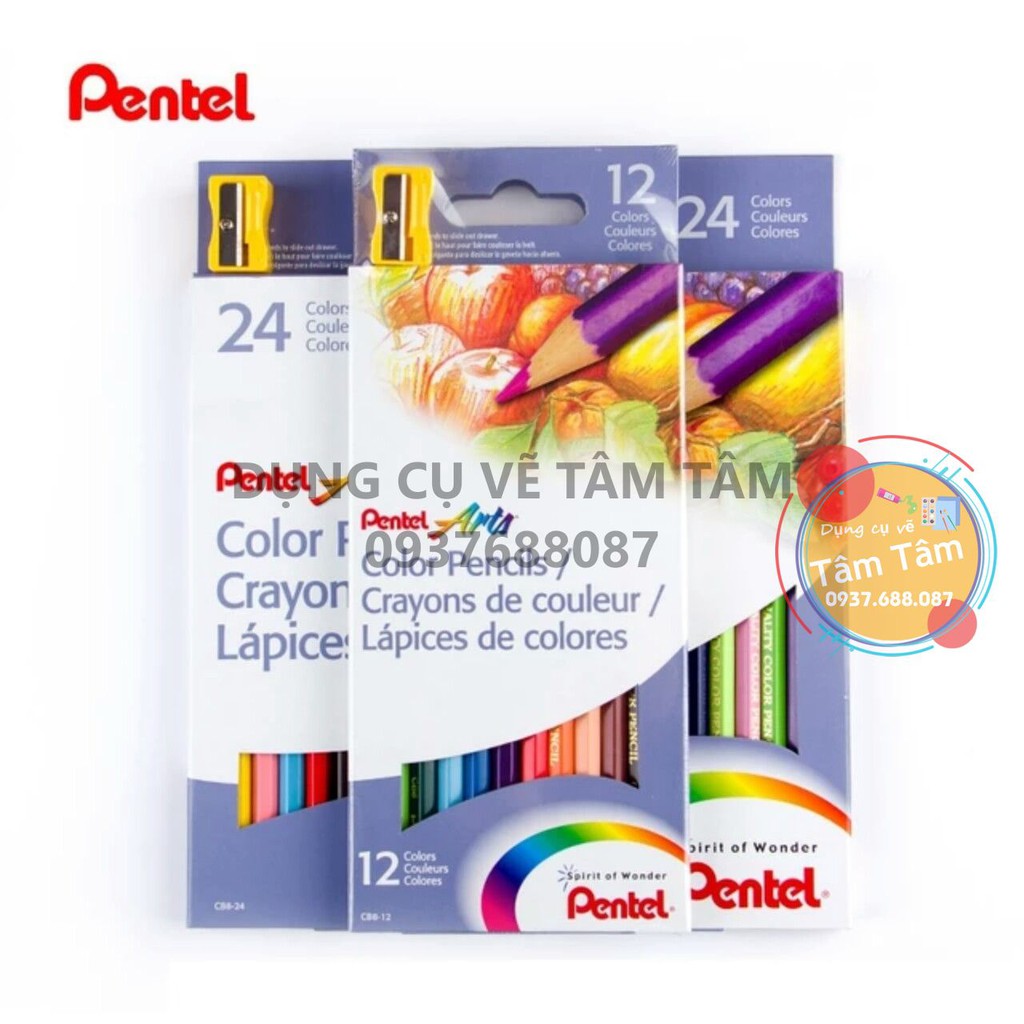[ TÂM TÂM ]-Chì màu khô Pentel,  Pentel Pencil color-