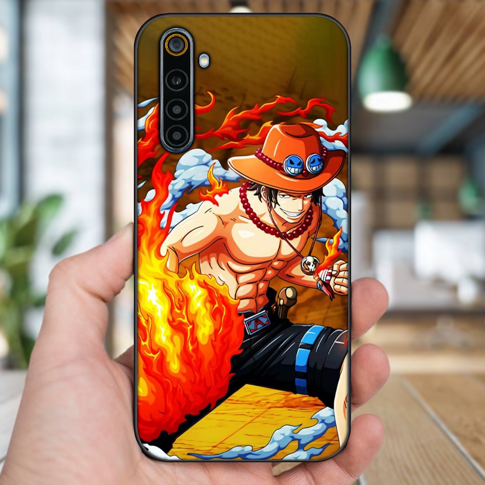 Ốp lưng Realme 6, 6 Pro viền đen in hình Ace One Piece