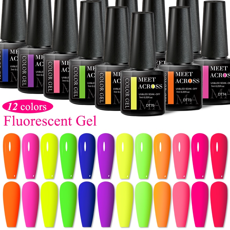 Sơn Móng Tay Gel MTSSII MEET ACROSS Huỳnh Quang Keo Màu Gel UV Nặn 7ml