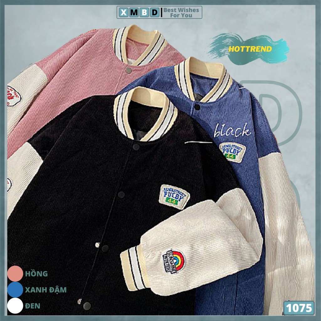Áo Khoác Kaki Nhung Hàng Quảng Châu BOMBER Couple Nam Nữ Kaki Chất Siêu Đẹp Form Rộng Unisex CẦU VÒNG PUCBY - AK1075