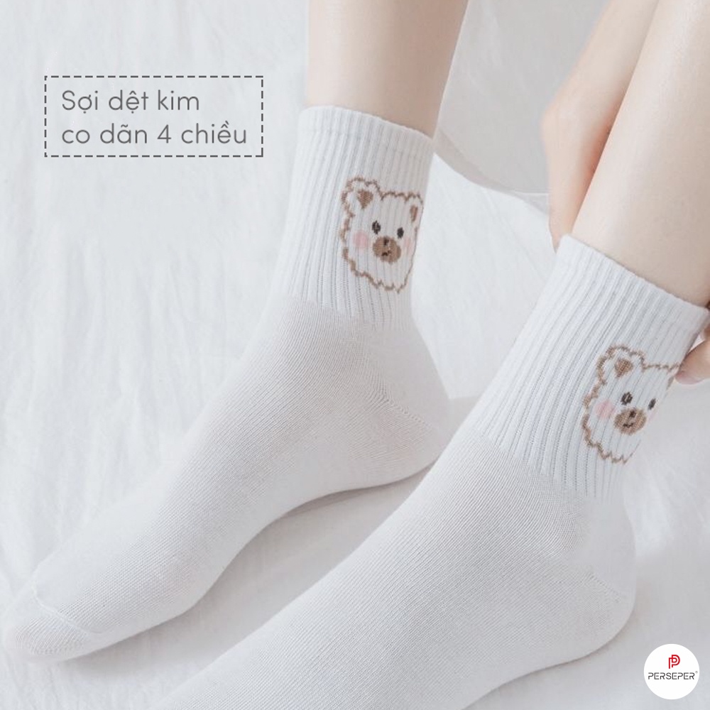 Tất vớ cổ cao kiểu dáng Hàn Quốc, set 5 đôi khác nhau dễ phối đồ - Sope Shop