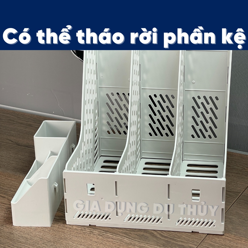 Khay đựng tài liệu hồ sơ văn phòng 3 ngăn đựng được giấy A4 có kèm khay đựng bút viết - Khay đựng tài liệu 3 ngăn 5680