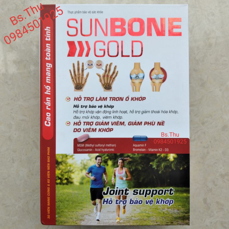 SUNBONE GOLD (viên khớp 2 lọ) (90 viên) Hỗ Trợ bảo vệ, giảm thoái hóa, khô, cứng khớp