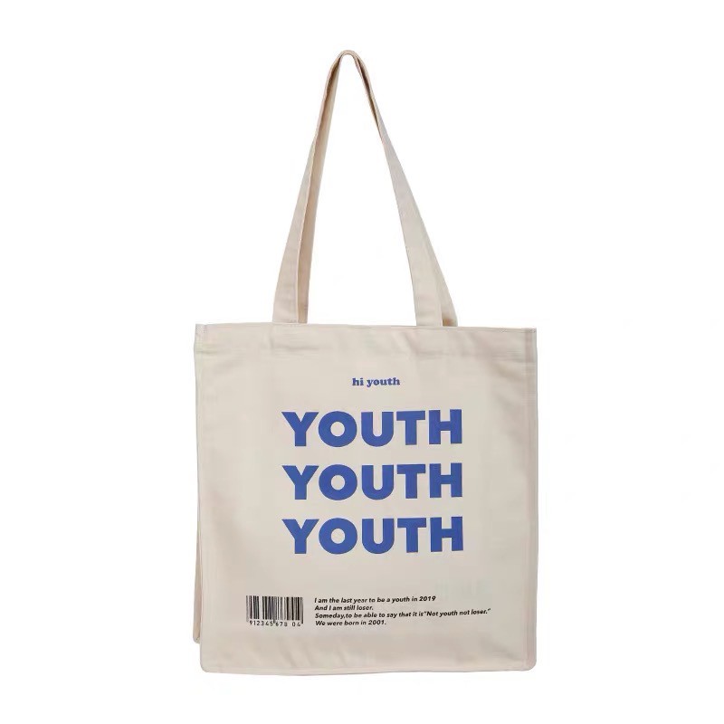 Túi Vải Tote Unisex Canvas Chữ Youth Phong Cách Vintage Siêu Xinh