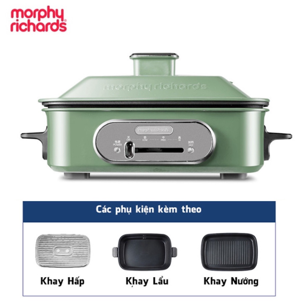 Nồi điện 3 trong 1 lẩu hấp nướng đa năng cao cấp Morphy Richards MR9088 - Chất liệu: Nhôm hợp kim - Công suất 1400W