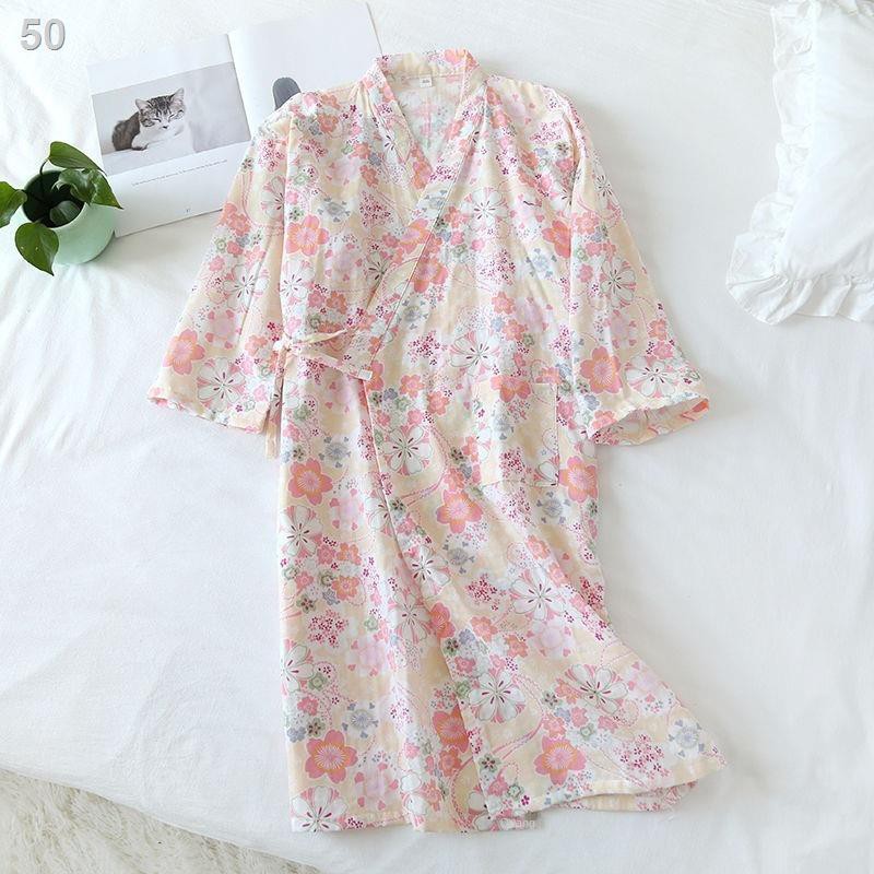 ngày -Kiểu dáng kimono, váy ngủ nữ , áo choàng tắm, tứ quý, bông gạc, suối nước nóng mùa hè và thu, quần xông